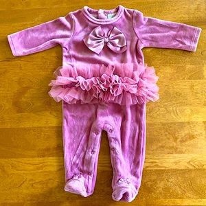 BABY GIRL 3-6m TUTU VELOUR FOOTIE